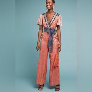 Anthropologie Akemi + Kin Sofia Metallic Jumpsuit, Size 0 (NWOT)